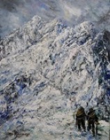 Climbers on Snowy Mountain